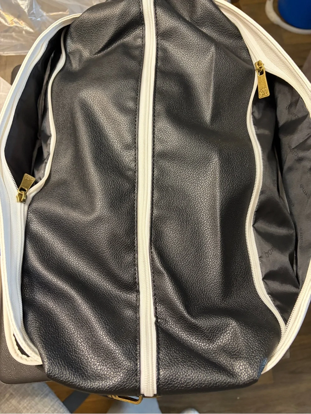 Malbon Duffel Bag Black, White, Brown.